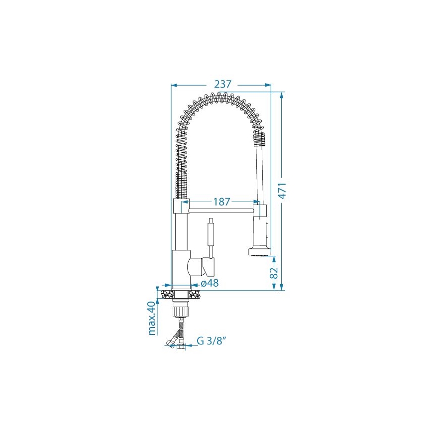 ALVEUS 1150886 - Valamu kraan paindliku varrega koos spreiga URBAN 47,1 cm satiin