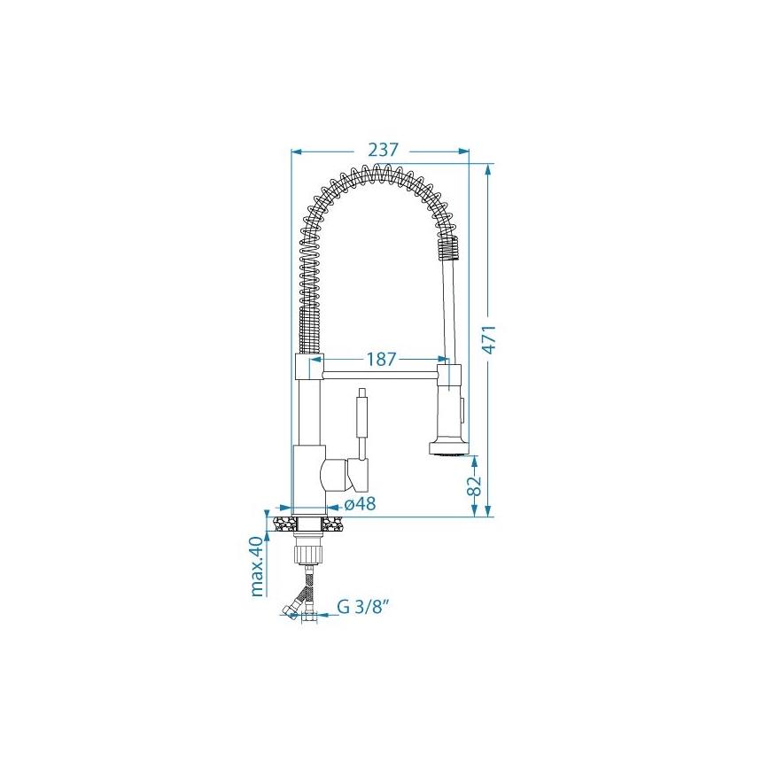 ALVEUS 1150887 - Valamu kraan paindliku varrega koos spreiga URBAN 47,1 cm must