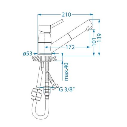 ALVEUS 1150888 - Valamu kraan väljatõmmatava pihustiga NANO 13,9 cm läikiv kroom