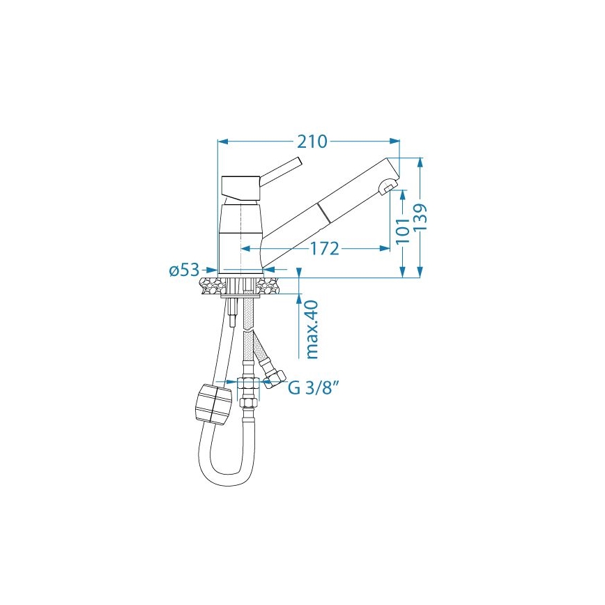 ALVEUS 1150888 - Valamu kraan väljatõmmatava pihustiga NANO 13,9 cm läikiv kroom