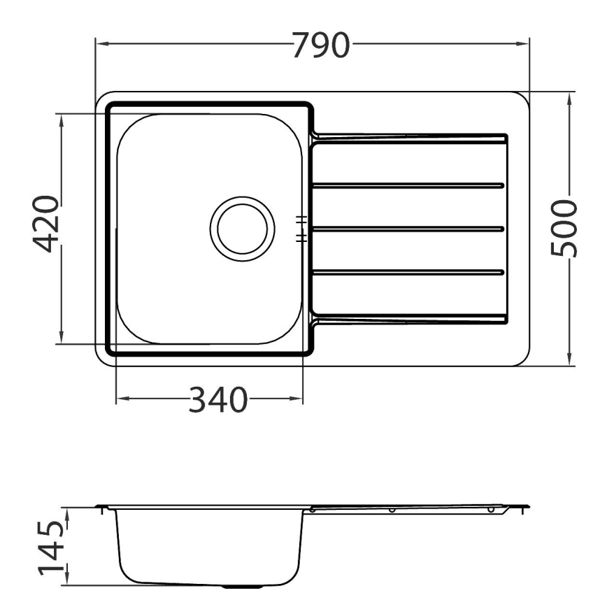 ALVEUS SET0026 - Köögivalamu LINE 79x50 cm + valamukraan TONIA 29,5 cm satiin/läikiv kroom