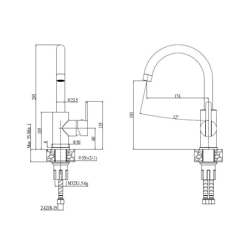 ALVEUS SET0026 - Köögivalamu LINE 79x50 cm + valamukraan TONIA 29,5 cm satiin/läikiv kroom