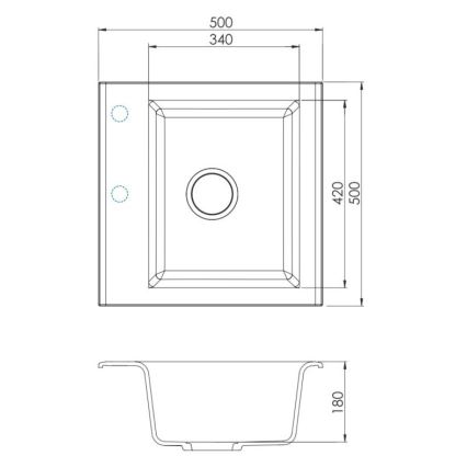 ALVEUS SETA23193 - Köögivalamu ATROX 50x50 cm + valamusegisti painduva kaelaga MINTAS 34 cm graniit/matt must