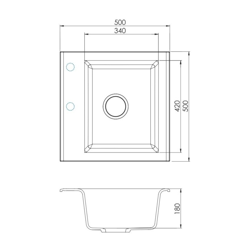 ALVEUS SETA23193 - Köögivalamu ATROX 50x50 cm + valamusegisti painduva kaelaga MINTAS 34 cm graniit/matt must