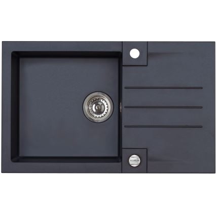ALVEUS SETA23201 - köögivalamu ROCK 78x48 cm + MINTAS 34 cm painduva kaelaga valamusegisti, graniit/matt must
