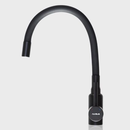 ALVEUS SETA23201 - köögivalamu ROCK 78x48 cm + MINTAS 34 cm painduva kaelaga valamusegisti, graniit/matt must