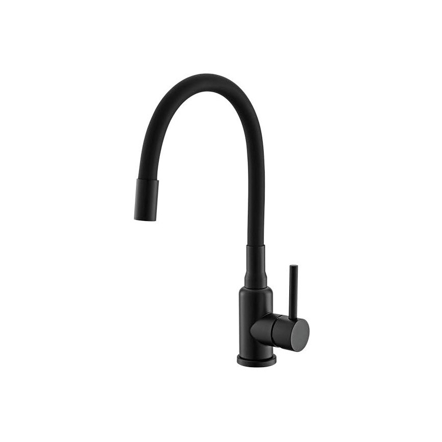 ALVEUS SETA23228 - Köögivalamu ATROX 59x50 cm + kraan painduvate voolu MINTAS 34 cm graniit/mat must