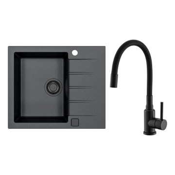 ALVEUS SETA23230 - CADIT 59x50 cm köögi valamu + MINTAS 34 cm graniit/mat miinus kraanaga