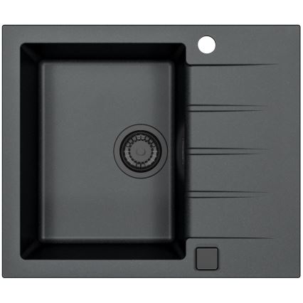 ALVEUS SETA23230 - köögivalamu CADIT 59x50 cm + valamusegisti painduva kaelaga MINTAS 34 cm, graniit/mattmust