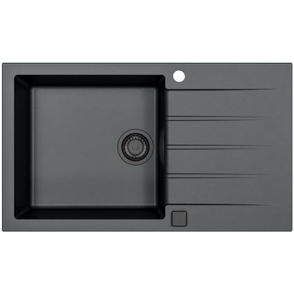 ALVEUS SETA23232 - Köögivalamu CADIT 86x50 cm + painduva kaelaga valamu segisti MINTAS 34 cm, graniit/mattmust