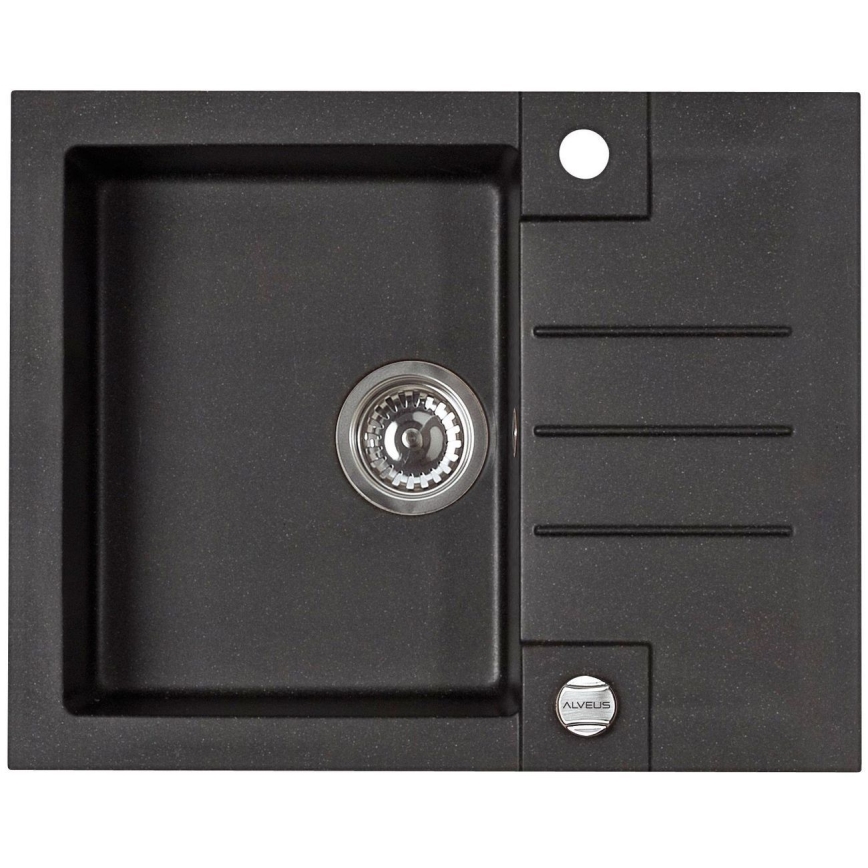 ALVEUS SETA23236 - Köögi valamu ROCK 59,5x47,5 cm + kraan MINTAS 34 cm graniit/matt must
