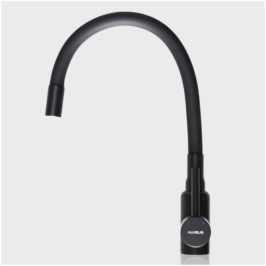 ALVEUS SETA23236 - Köögivalamu ROCK 59,5x47,5 cm + valamukraan painduva kaelaga MINTAS 34 cm graniit/mattmust