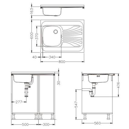 ALVEUS SETA24019 - köögivalamu CLASSIC 80x60 cm + valamu segisti painduva kaelaga MINTAS 34 cm roostevaba teras/must