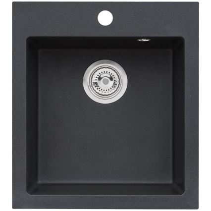 ALVEUS SETA737 - Köögivalamu CORTINA 50x45 cm + valamusegisti painduva voolikuga TONIA 29,5 cm graniit/mattmust