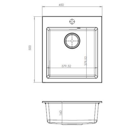 ALVEUS SETA737 - Köögivalamu CORTINA 50x45 cm + valamusegisti painduva voolikuga TONIA 29,5 cm graniit/mattmust