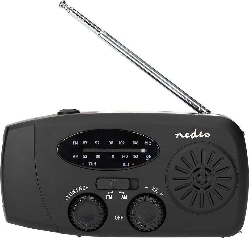 AM/FM raadio käsikruviga, päikesepaneeliga ja LED-taskulambiga 2000 mAh