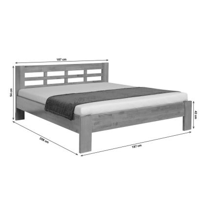 Angela massiivpuust voodi 180x200 cm tumeda pähkliga