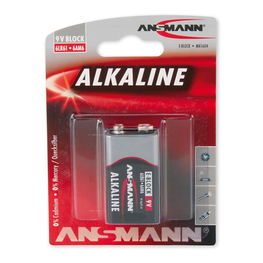 Ansmann 09887 6LR61 9V Block RED -  Leelispatarei 9V