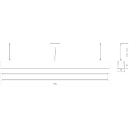 APLED - LED Lühter LOOK LED/36W/230V 4000K 120 cm tamm