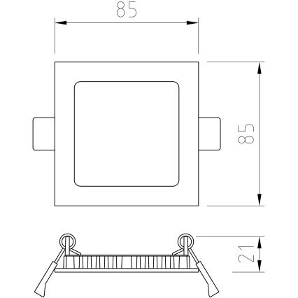 APLED - LED Süvistatav valgusti vannituppa SQUARE LED/3W/230V IP41 85x85 mm