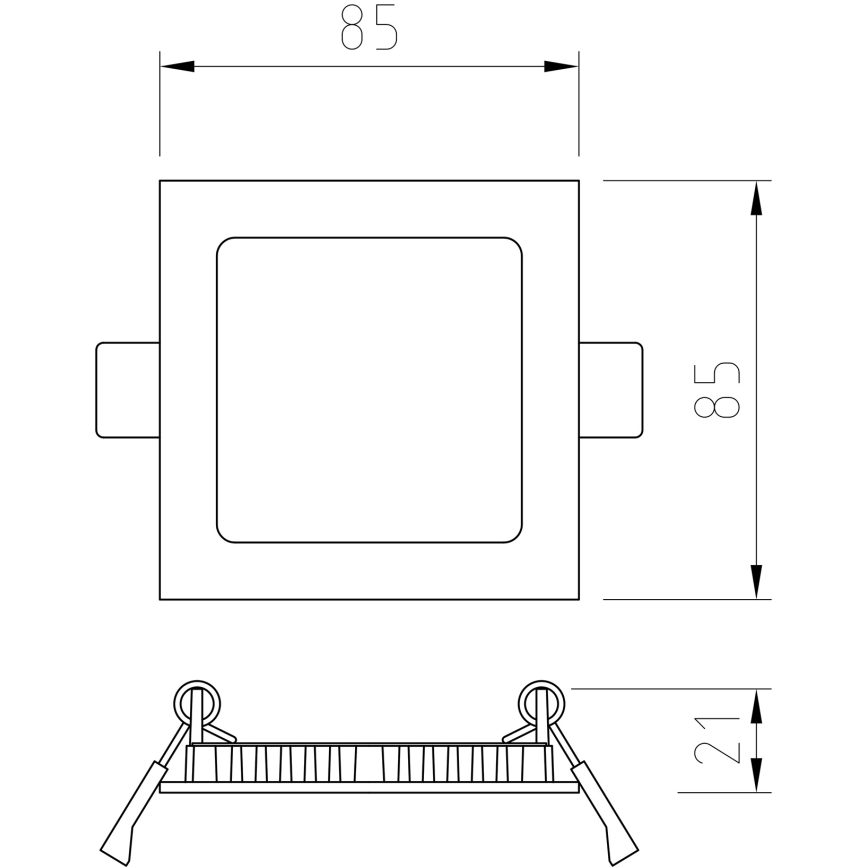 APLED - LED Süvistatav valgusti vannituppa SQUARE LED/3W/230V IP41 85x85 mm