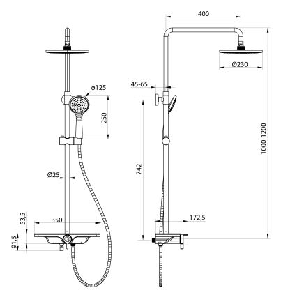 Aqualine - ARONA dušikomplekt koos segistiga, mattmust