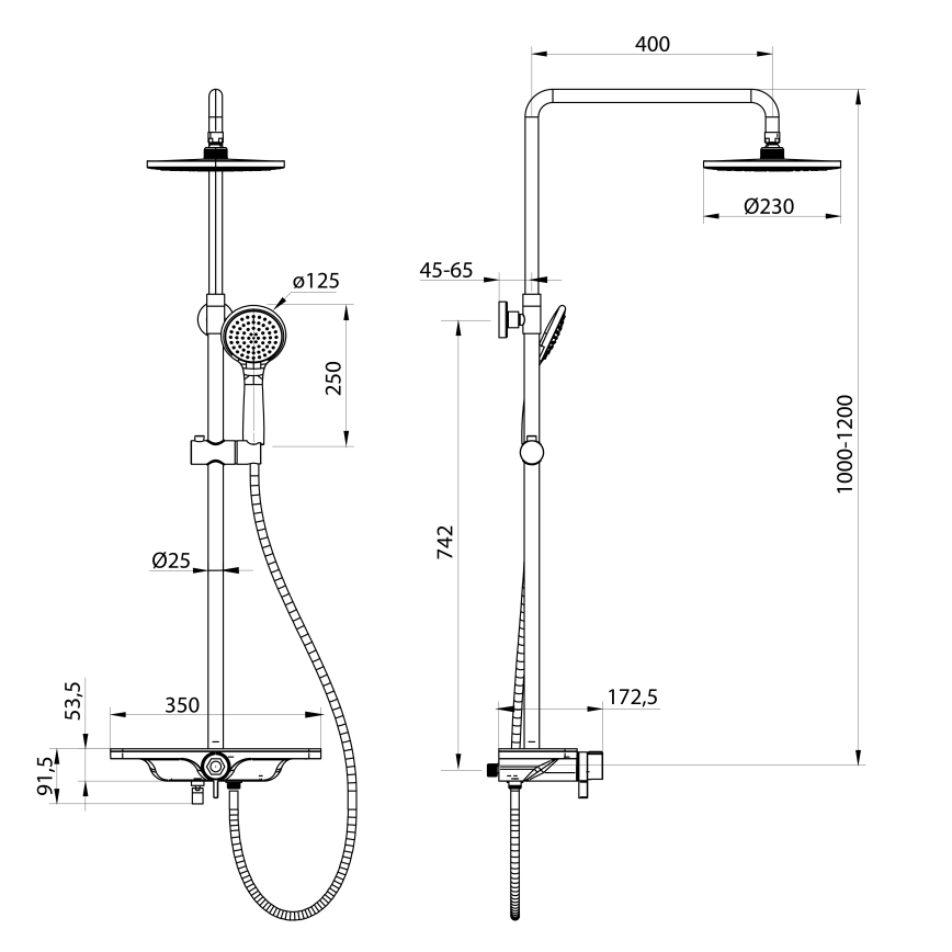 Aqualine - ARONA dušikomplekt koos segistiga, mattmust
