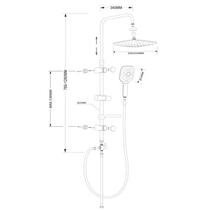 Aqualine - Dušikomplekt KERA läikiv kroom