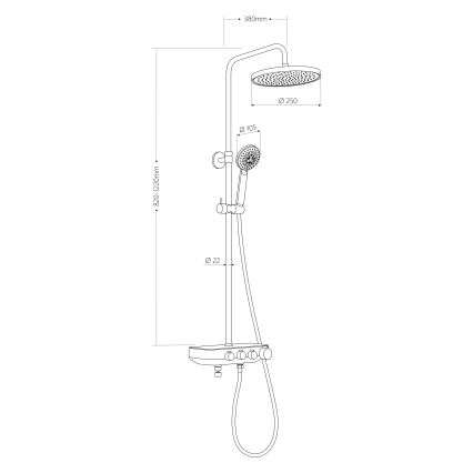 Aqualine - Duššikomplekt kraaniga ja mini lisakraan FARRAO matt must