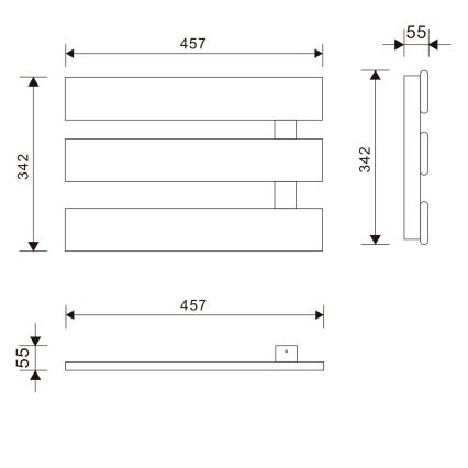 Aqualine - Elektriline rätikukuivati ELVIS 50W 46x34 cm valge