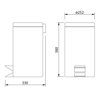 Aqualine - Prügikast SIMPLE LINE 12 l poleeritud roostevaba
