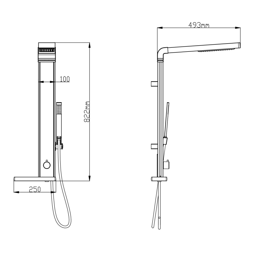 Aqualine - ROME dušikomplekt, läikiv kroom