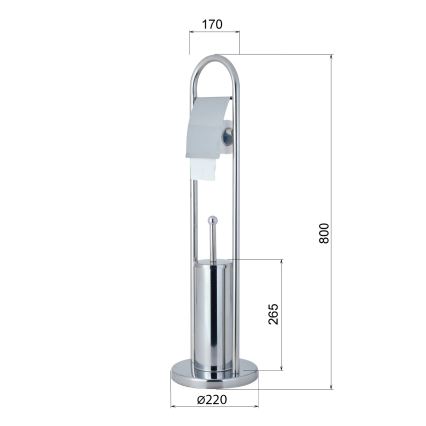 Aqualine - Seisev WC-hari tualettpaberi hoidikuga SAMBA 80x22 cm läikiv kroom