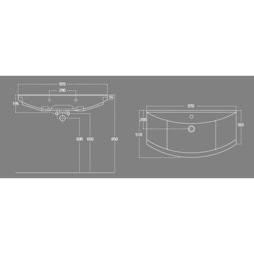 Aqualine - Sissepaigaldatav valamu ZERO 97x51 cm keraamika/valge