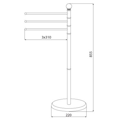 Aqualine - Statiiv koos rätikuhoidjaga SAMBA 85,5 cm roostevaba/läikiv kroom