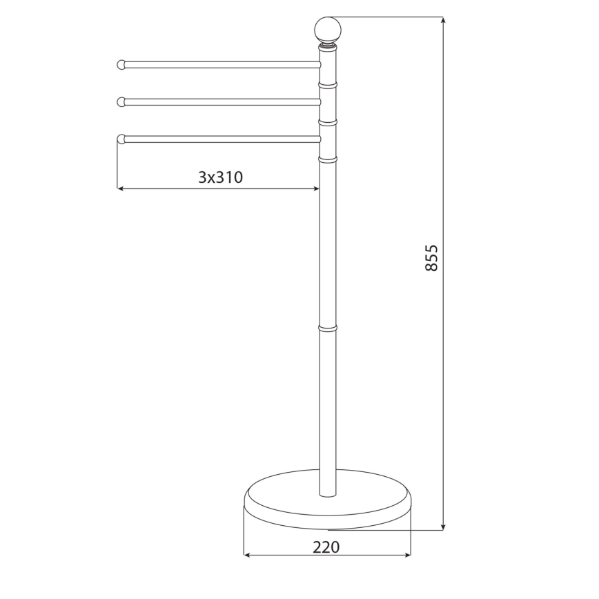 Aqualine - Statiiv koos rätikuhoidjaga SAMBA 85,5 cm roostevaba/läikiv kroom