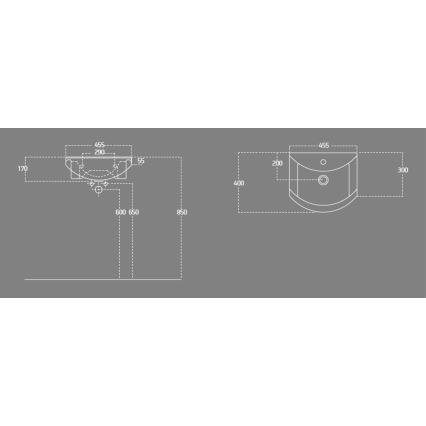 Aqualine - Süvistatav valamu ZERO 45,5x40 cm keraamika/valge