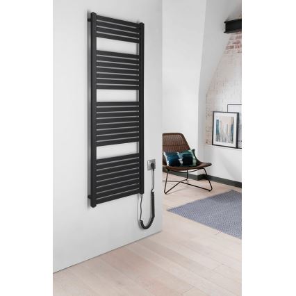 Aqualine - TONDI-E vannitoa elektriline radiaator, 500 W, 133 x 45 cm, mattmust