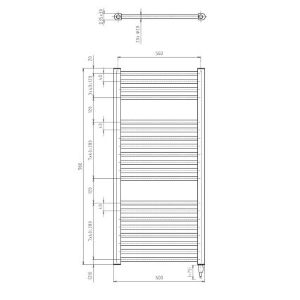Aqualine - Vannitoa elektriline radiaator DIRECT-E 400W  96x60 cm valge