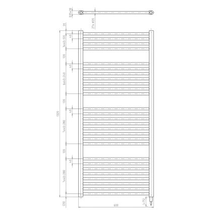 Aqualine - vannitoa elektriline radiaator DIRECT-E 600W 132x60 cm mattmust