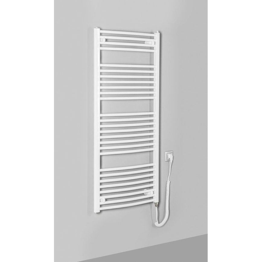 Aqualine - Vannitoa elektriline radiaator ORBIT-E 600W 132x60 cm valge ümmargune