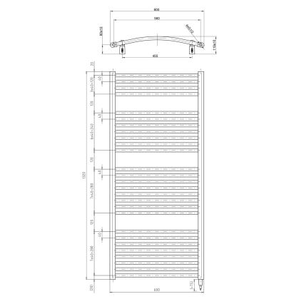 Aqualine - Vannitoa elektriline radiaator ORBIT-E 600W/230V 132 cm valge ümmargune