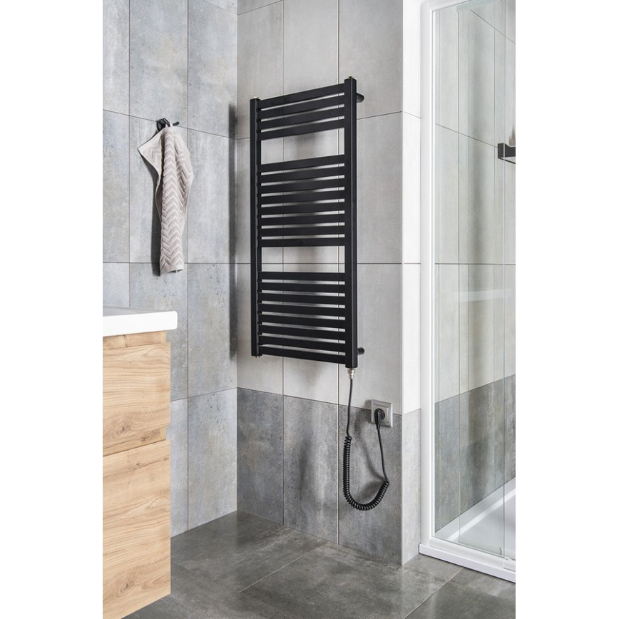 Aqualine - Vannitoa elektriline radiaator TONDI-E 300W/230V 97 cm matt must otse