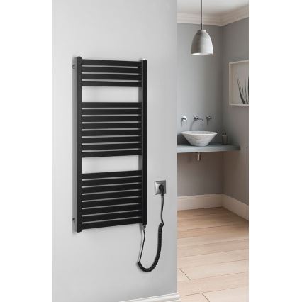 Aqualine - Vannitoa elektriline radiaator TONDI-E 300W/230V 97 cm matt must otse