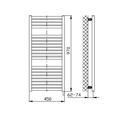 Aqualine - Vannitoa elektriline radiaator TONDI-E 300W 97x45 cm matt must
