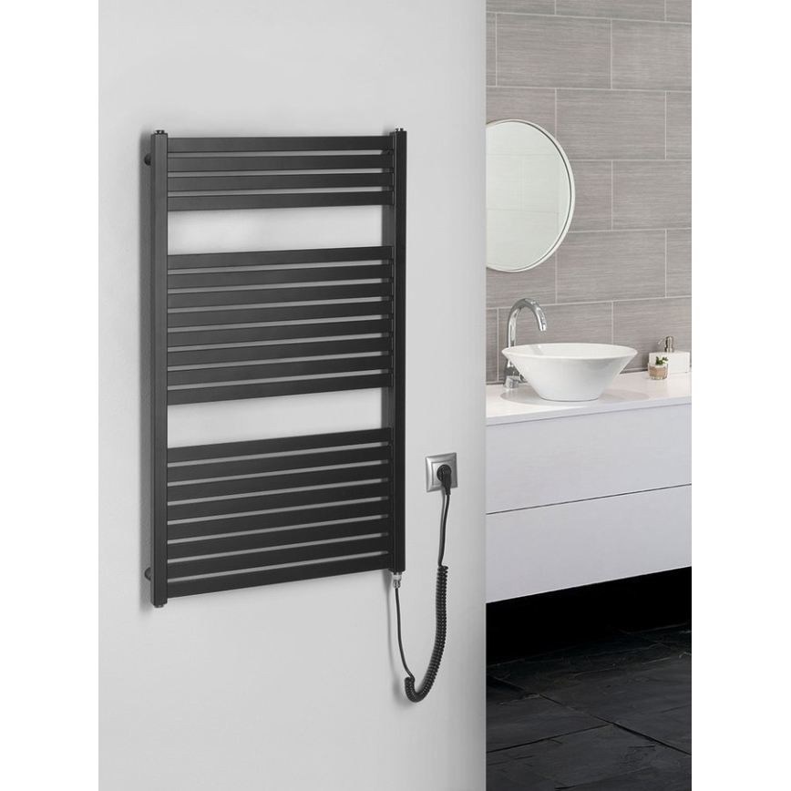 Aqualine - Vannitoa elektriline radiaator TONDI-E 400W/230V 97 cm matt must otse