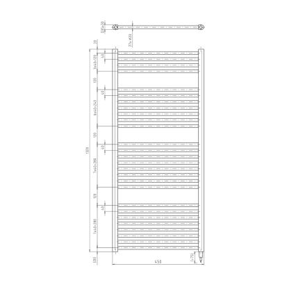 Aqualine - Vannitoa elektriradiaator DIRECT-E 400W 132x45 cm matt must
