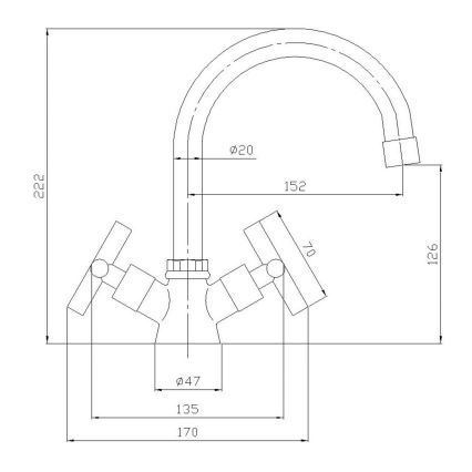 Aqualine - XENIA valamu segisti 22,2 cm, läikiv kroom