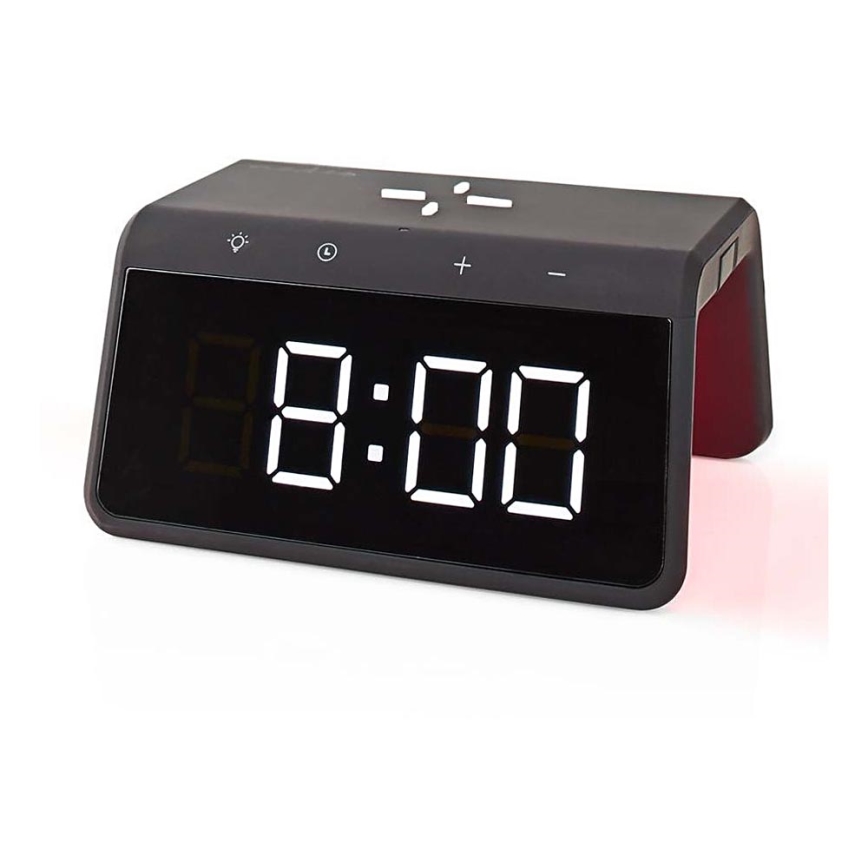 Äratuskell LCD ekraaniga ja juhtmevaba laadija 15W/230V 1x CR2032 must