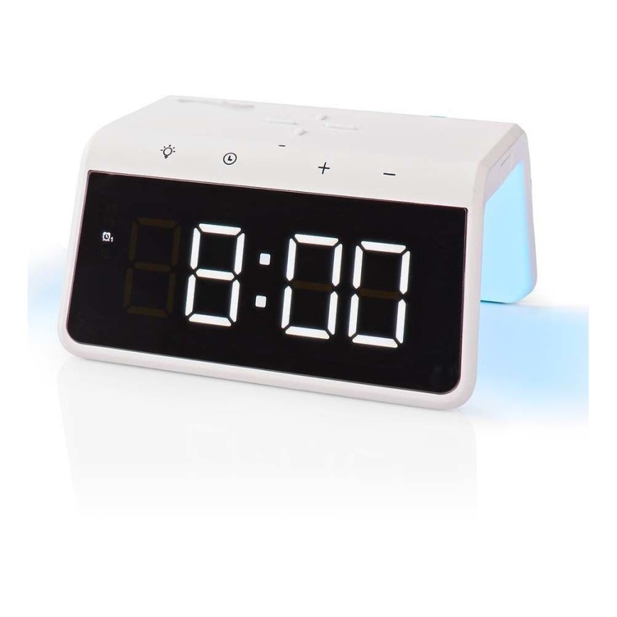Äratuskell LCD ekraaniga ja juhtmevaba laadija 15W/230V 1x CR2032 valge